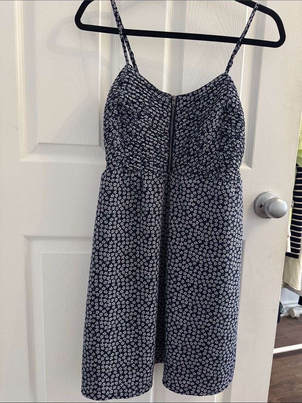 twik Navy and White Mini Dress with Floral Print